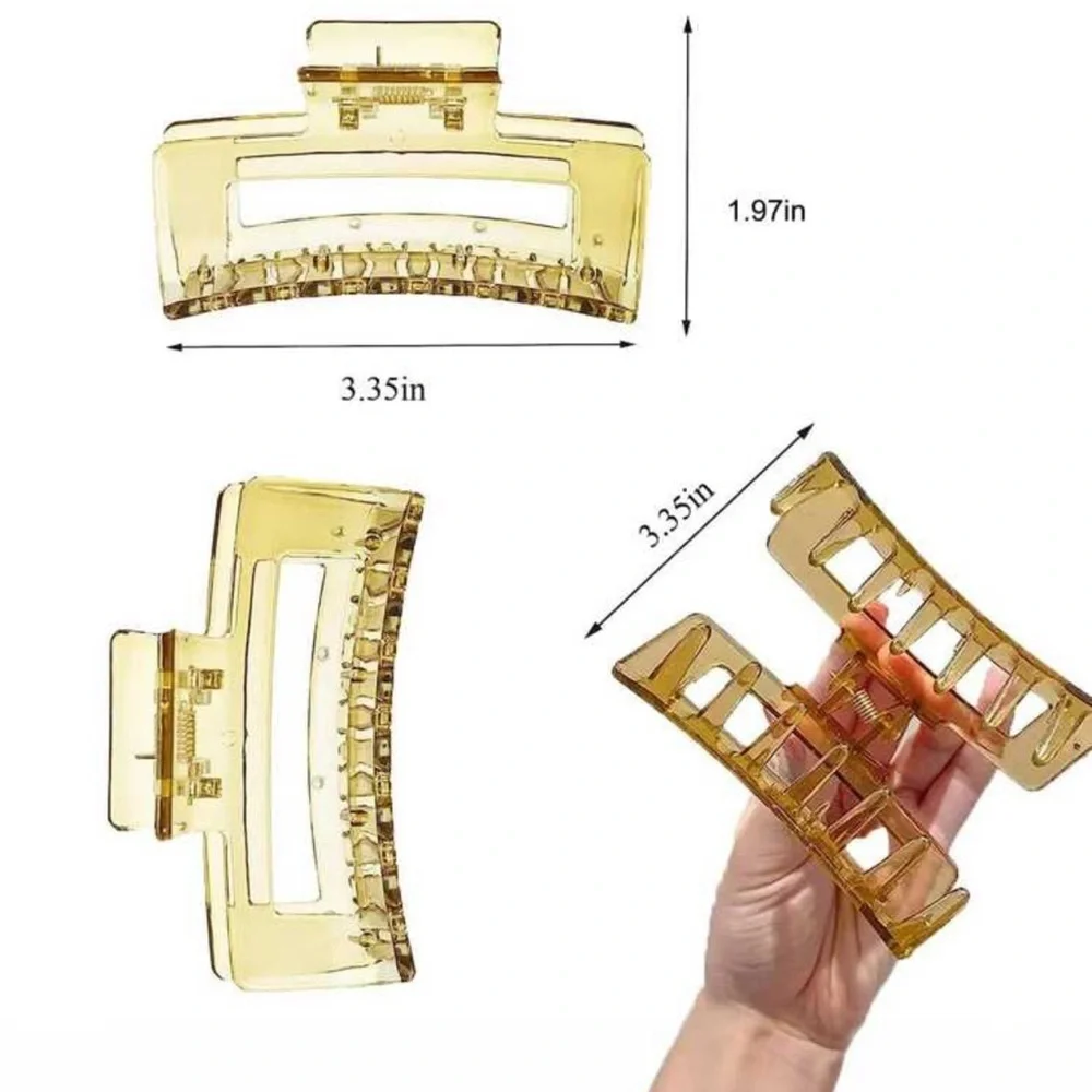 3pcs Clear Minimalist Casual Rectangle Hair Claw
